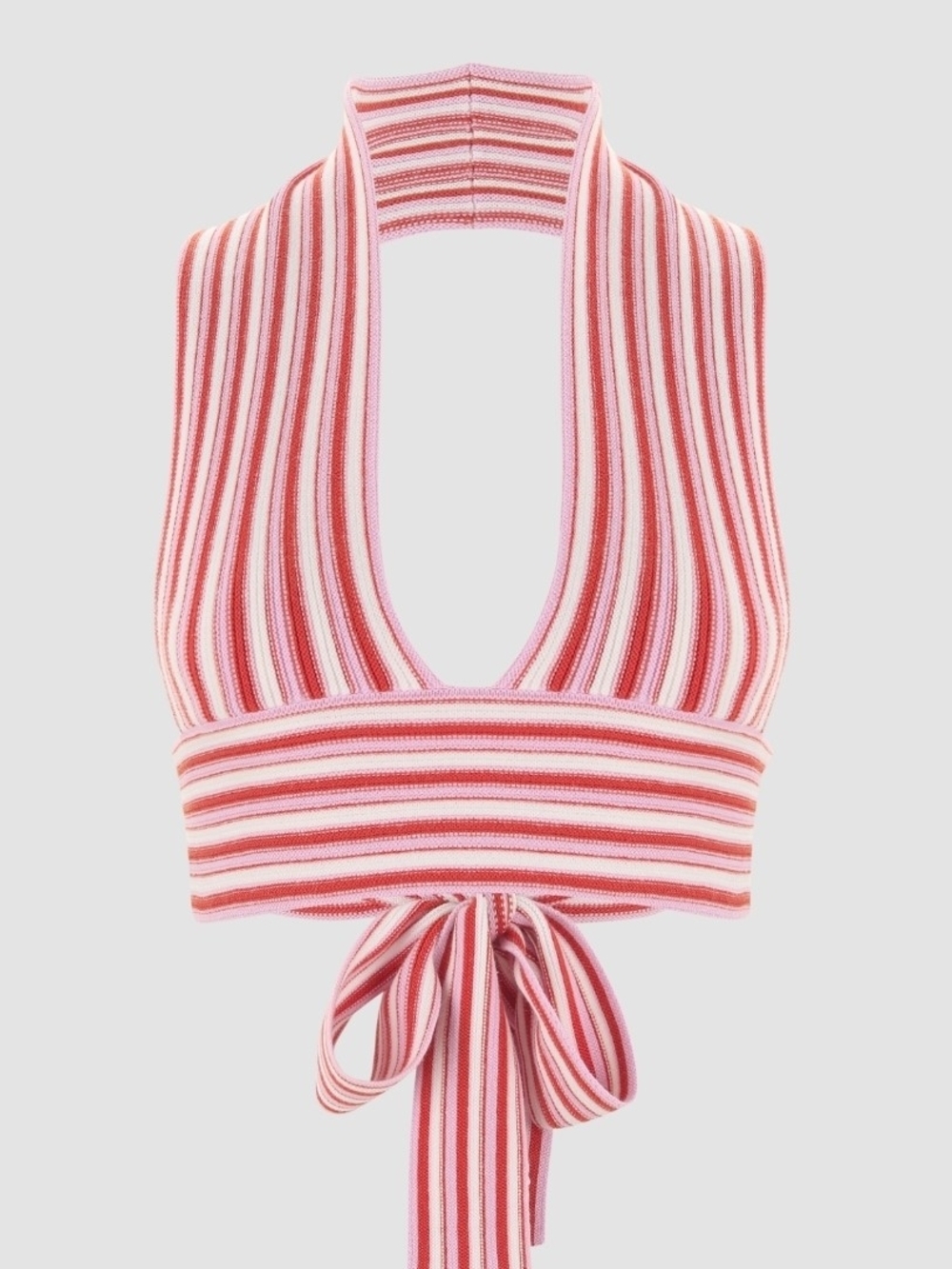 3/20$ • Striped Pink Halter Tie-Back Knit Top